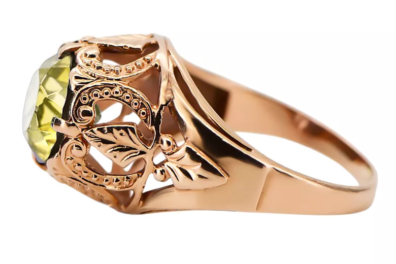 Žlutý Perydot Původní vinobraní 14k vinobraní kroužek vinobraní Vrc080r